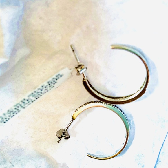 STUNNING White Sapphire & Sterling Silver Red Envelope Hoop Earrings NEW - Picture 8 of 12
